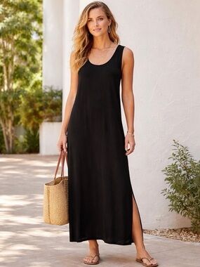 FLAX Black Maxi Dress Women’s Casual Slow Fashion Size M